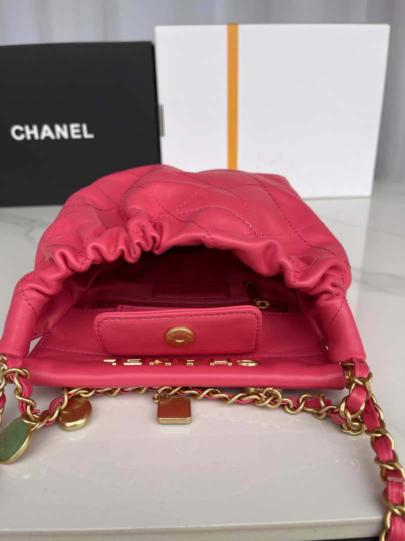 Chanel AS3793 Small Bucket Bag Lambskin Resin & Gold-Tone Metal Red - Default Title - View 8