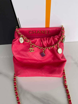Chanel AS3793 Small Bucket Bag Lambskin Resin & Gold-Tone Metal Red - Default Title - View 9