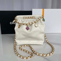 Chanel AS3793 Small Bucket Bag Lambskin Resin & Gold-Tone Metal White - Default Title - View 1