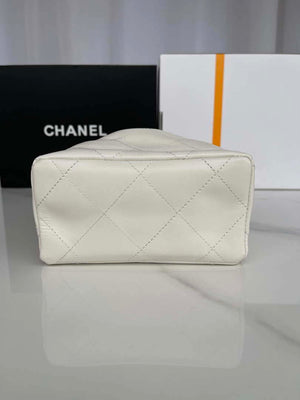 Chanel AS3793 Small Bucket Bag Lambskin Resin & Gold-Tone Metal White - Default Title - View 4