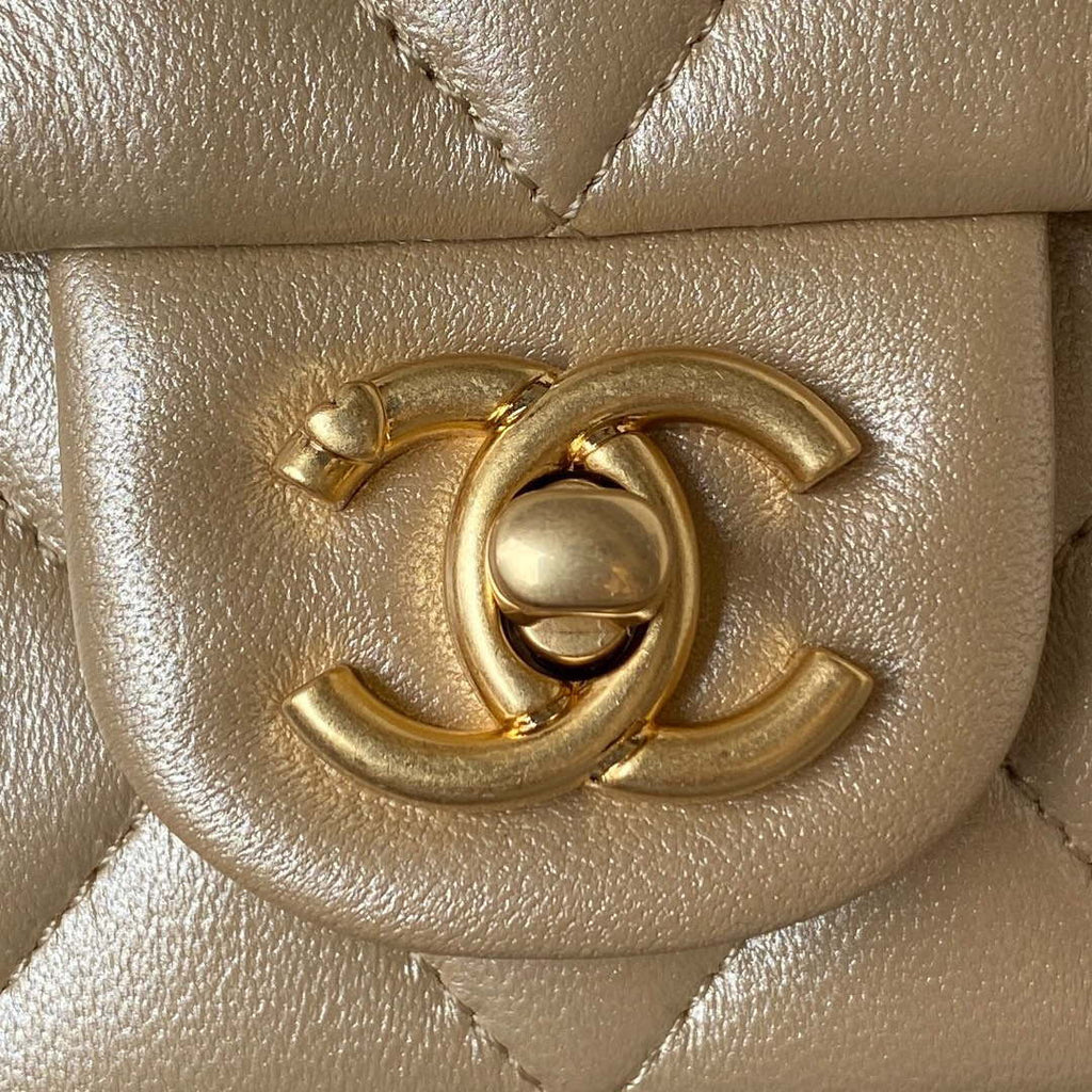 Chanel AS3828 Mini Flap Chain Bag Gold Lambskin Gold