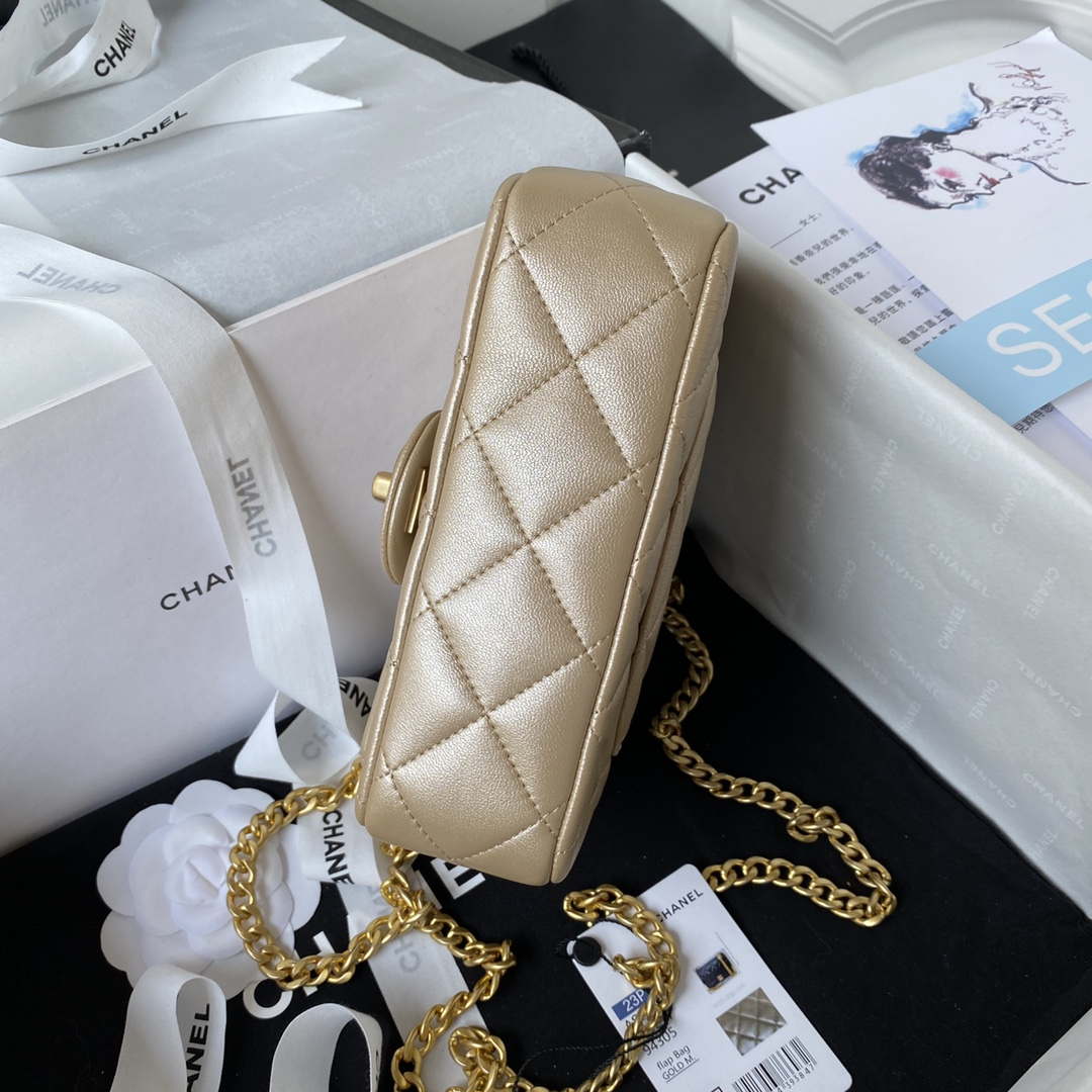 Chanel AS3828 Mini Flap Chain Bag Gold Lambskin Gold - Default Title - View 6