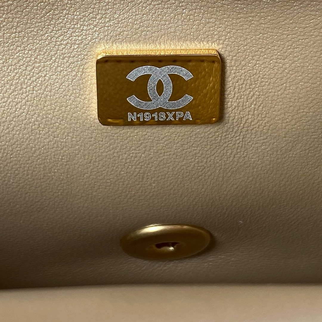 Chanel AS3828 Mini Flap Chain Bag Gold Lambskin Gold