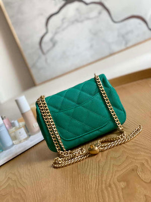 Chanel AS3828 Mini Flap Chain Bag Green Calfskin Gold - Default Title - View 2