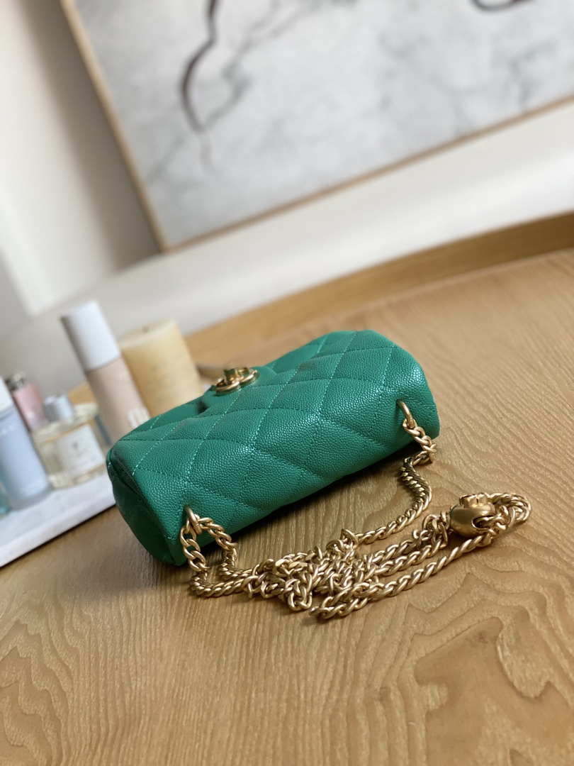 Chanel AS3828 Mini Flap Chain Bag Green Calfskin Gold - Default Title - View 4