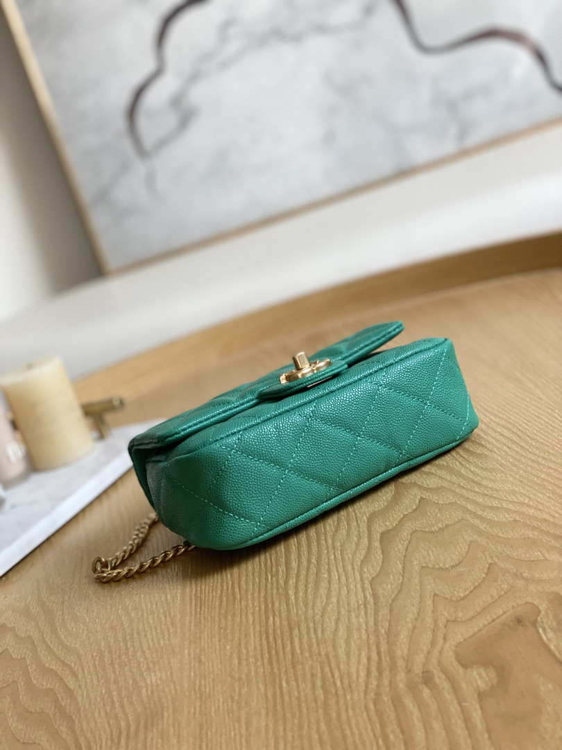 Chanel AS3828 Mini Flap Chain Bag Green Calfskin Gold - Default Title - View 5