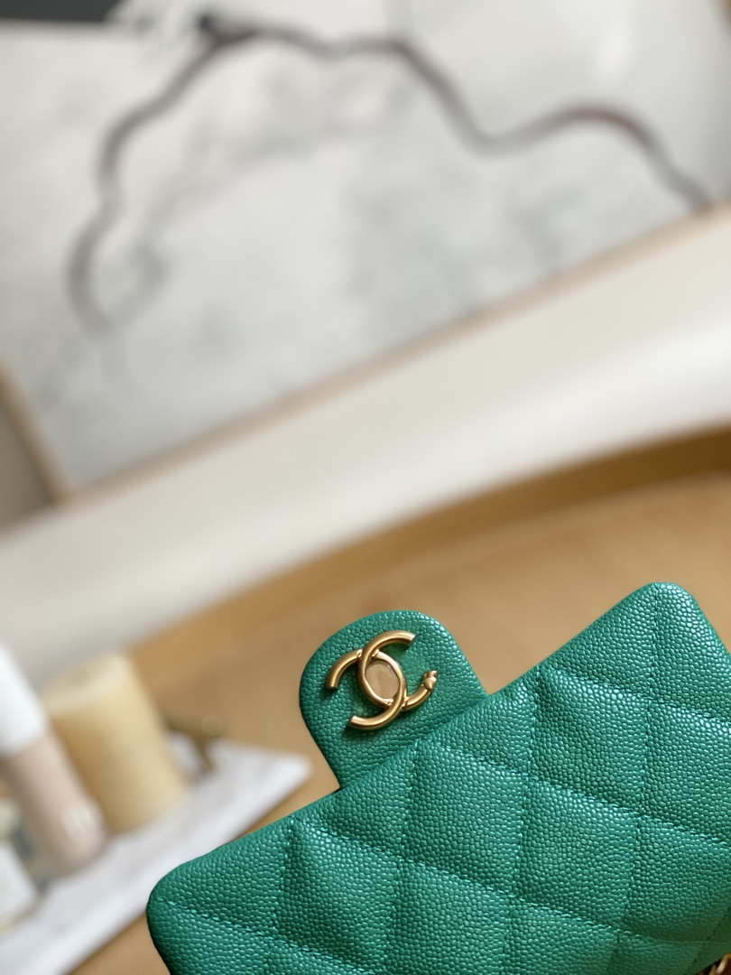 Chanel AS3828 Mini Flap Chain Bag Green Calfskin Gold - Default Title - View 6