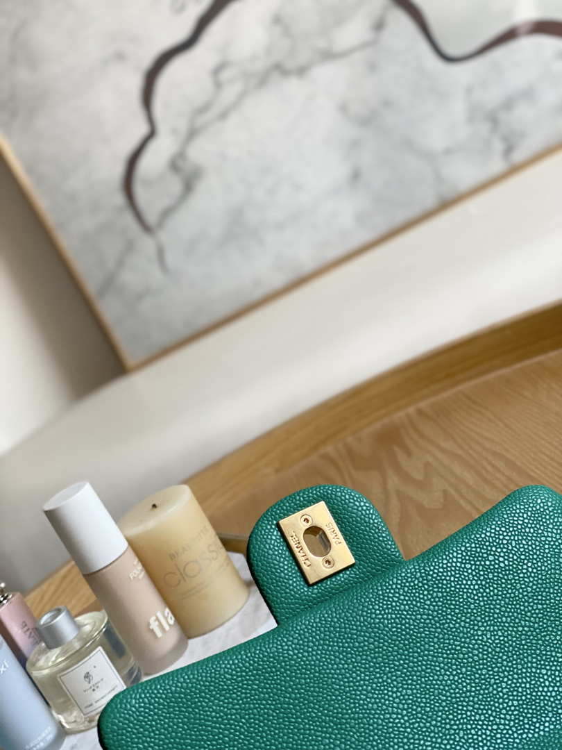 Chanel AS3828 Mini Flap Chain Bag Green Calfskin Gold - Default Title - View 7