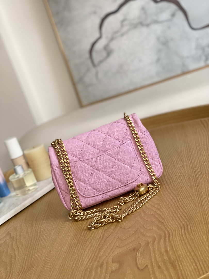 Chanel AS3828 Mini Flap Chain Bag Pink Calfskin Gold - Default Title - View 2