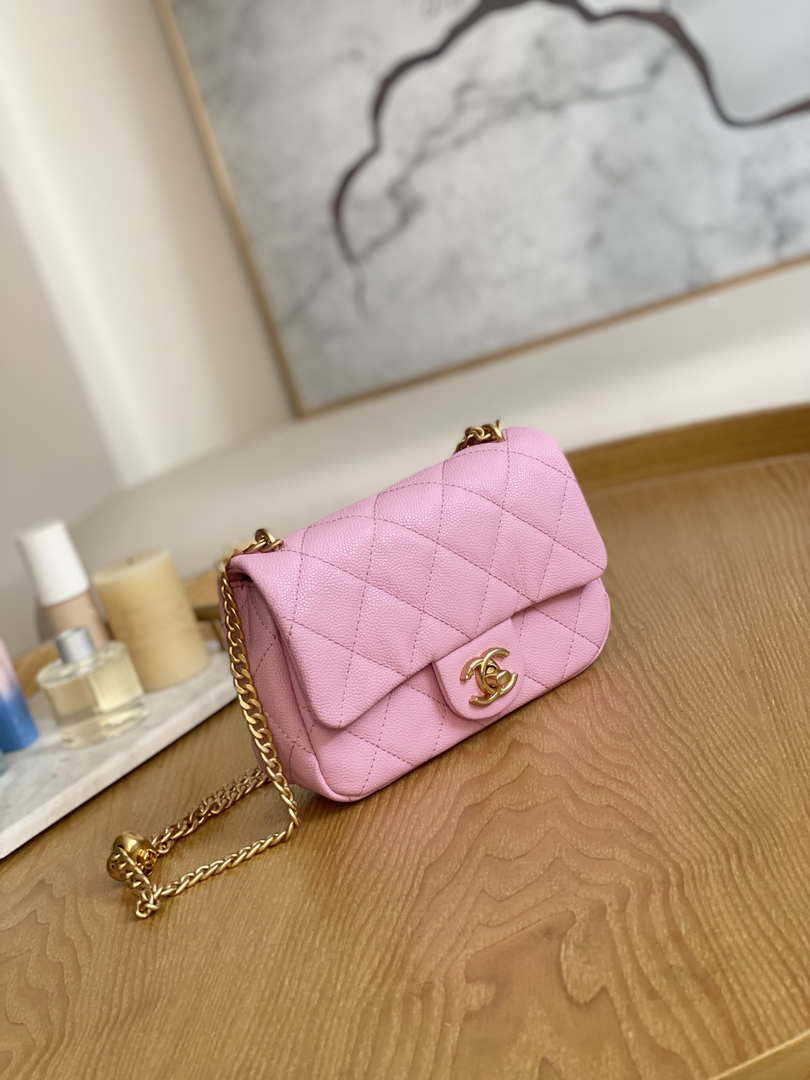 Chanel AS3828 Mini Flap Chain Bag Pink Calfskin Gold - Default Title - View 3