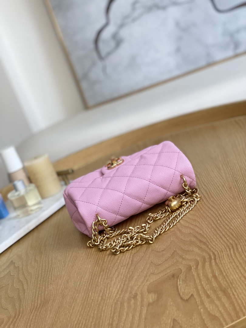 Chanel AS3828 Mini Flap Chain Bag Pink Calfskin Gold