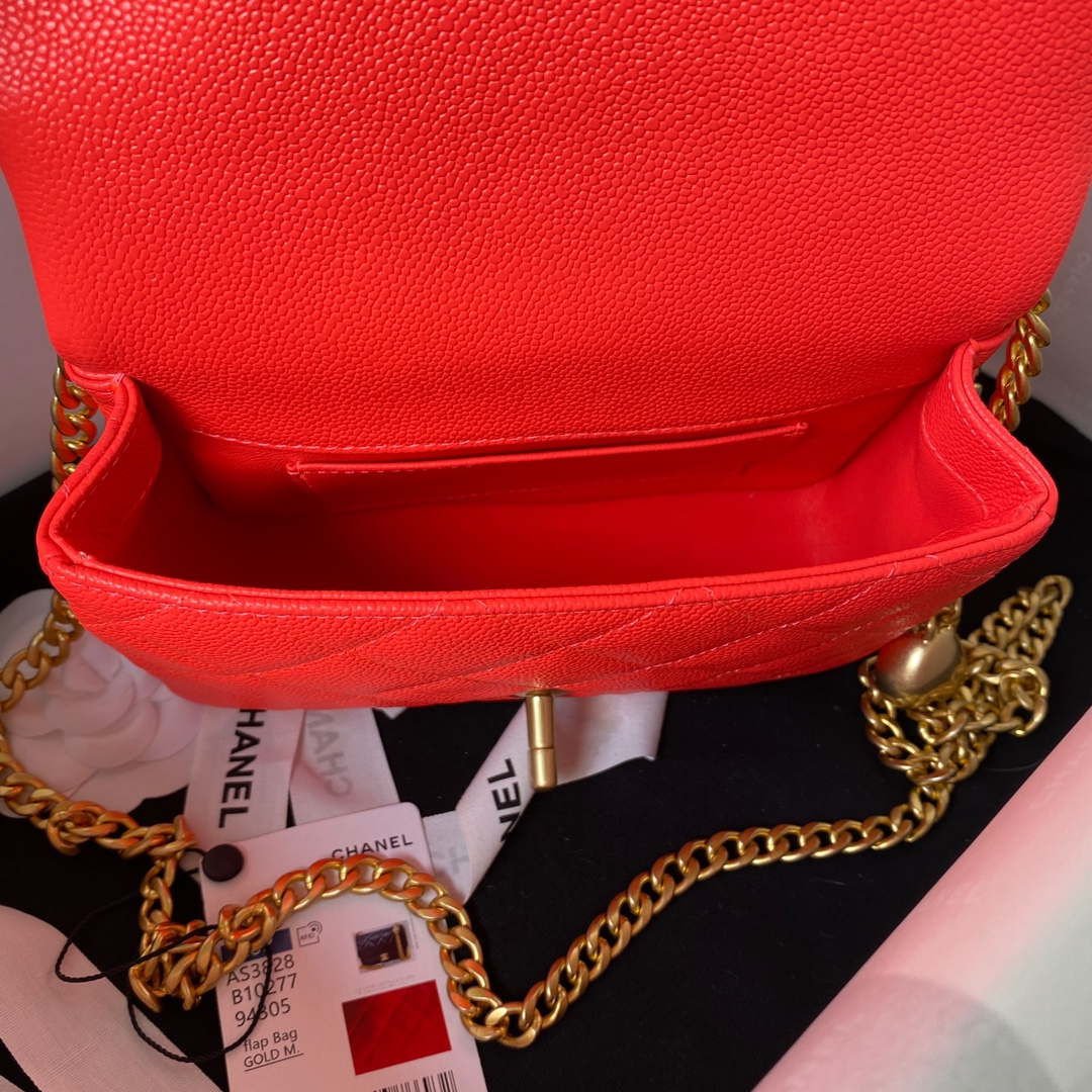 Chanel AS3828 Mini Flap Chain Bag Red Calfskin Gold - Default Title - View 7