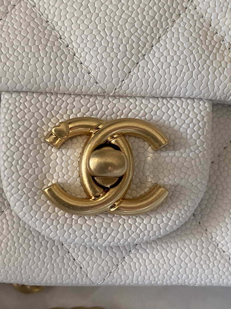 Chanel AS3828 Mini Flap Chain Bag White Calfskin Gold