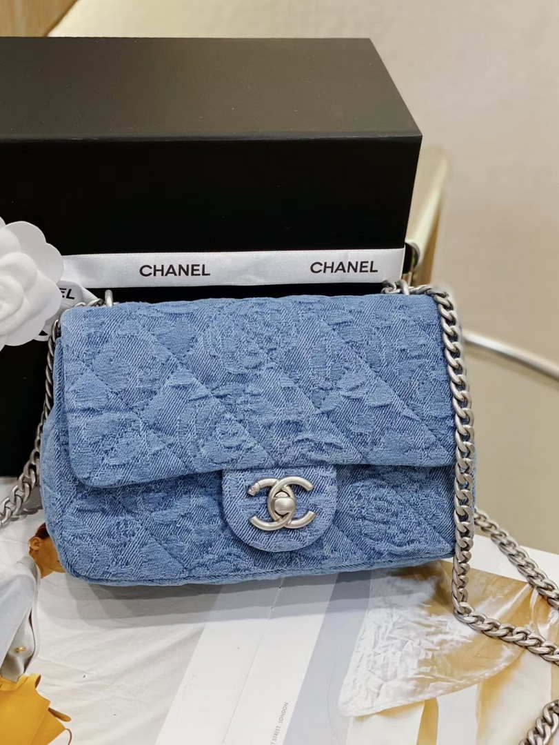 Chanel AS3828 Small Flap Classic Woc Bag Denim Blue - Default Title - View 1
