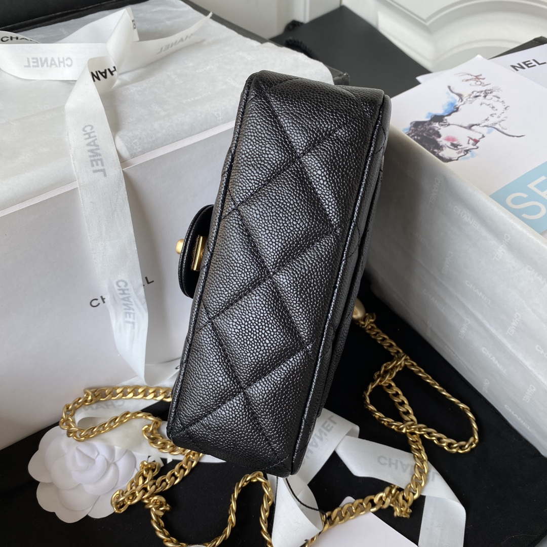 Chanel AS3829 Mini Flap Chain Bag Black Calfskin Gold - Default Title - View 5