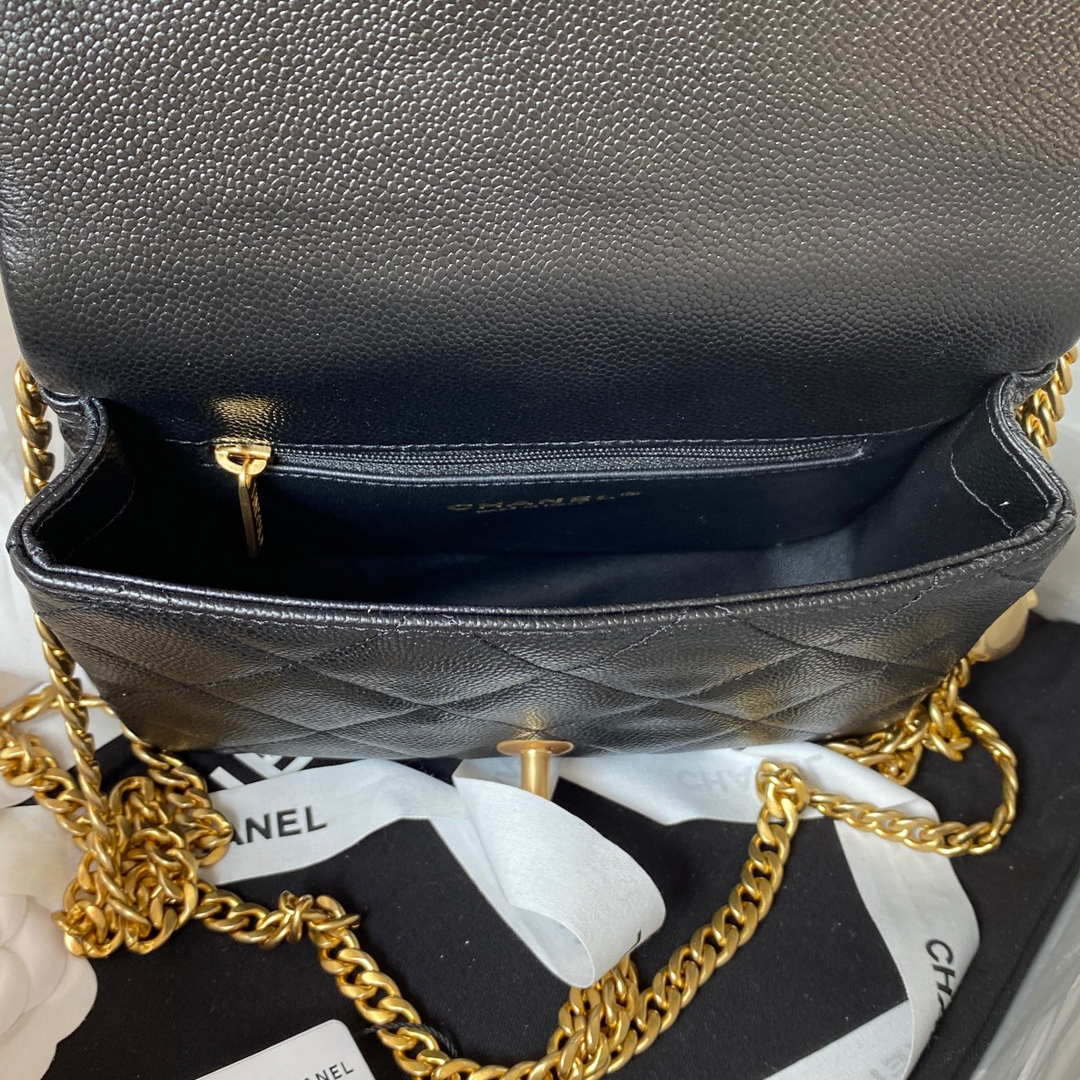 Chanel AS3829 Mini Flap Chain Bag Black Calfskin Gold - Default Title - View 7