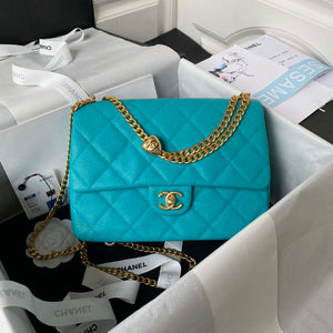 Chanel AS3921 Flap Chain Bag Blue Calfskin Gold - Default Title - View 1