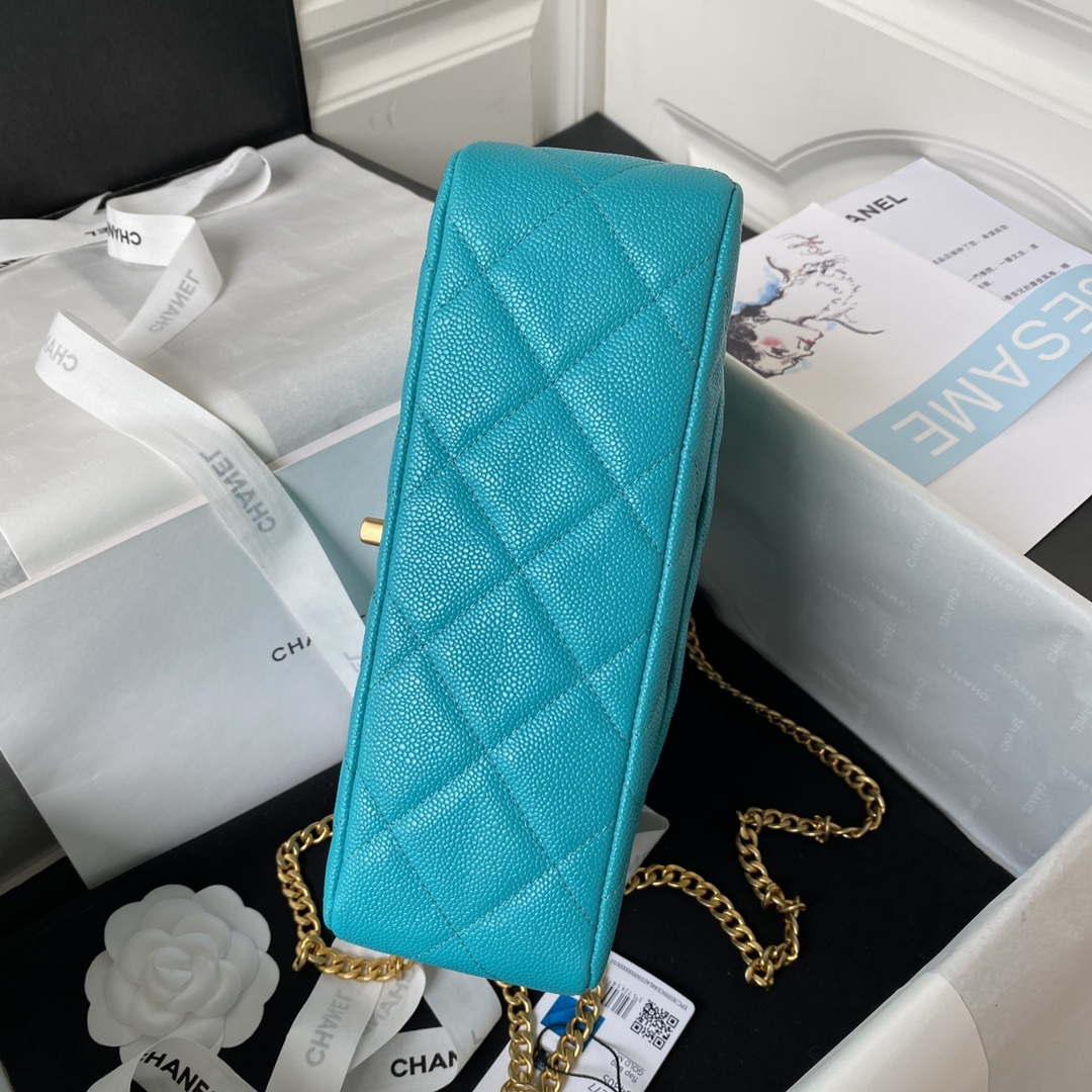 Chanel AS3921 Flap Chain Bag Blue Calfskin Gold - Default Title - View 5