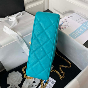 Chanel AS3921 Flap Chain Bag Blue Calfskin Gold - Default Title - View 5