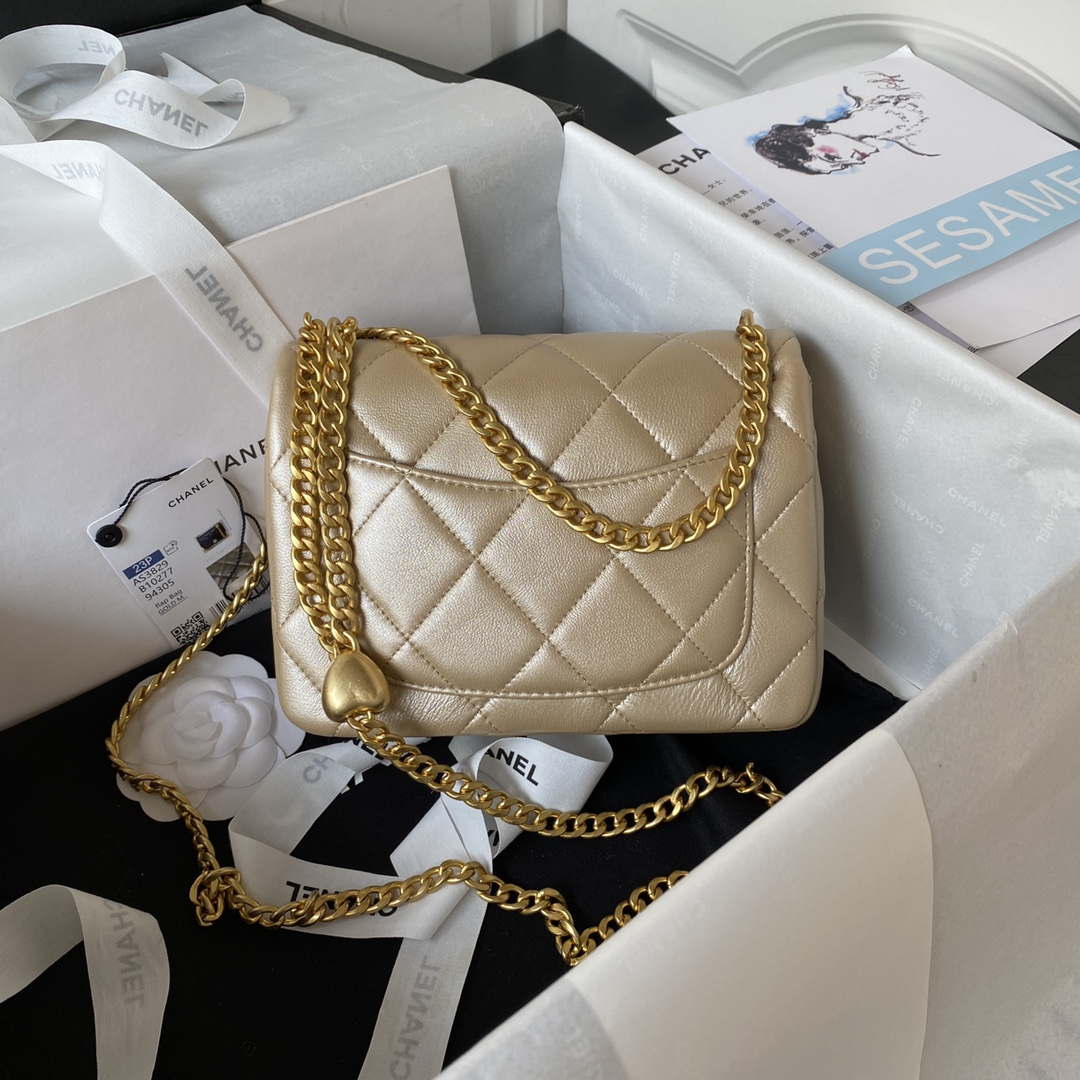 Chanel AS3829 Mini Flap Chain Bag Gold Lambskin Gold