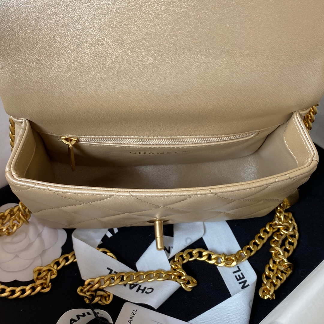 Chanel AS3829 Mini Flap Chain Bag Gold Lambskin Gold - Default Title - View 6