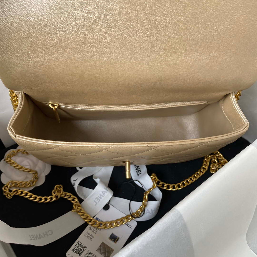 Chanel AS3921 Flap Chain Bag Gold Lambskin Gold