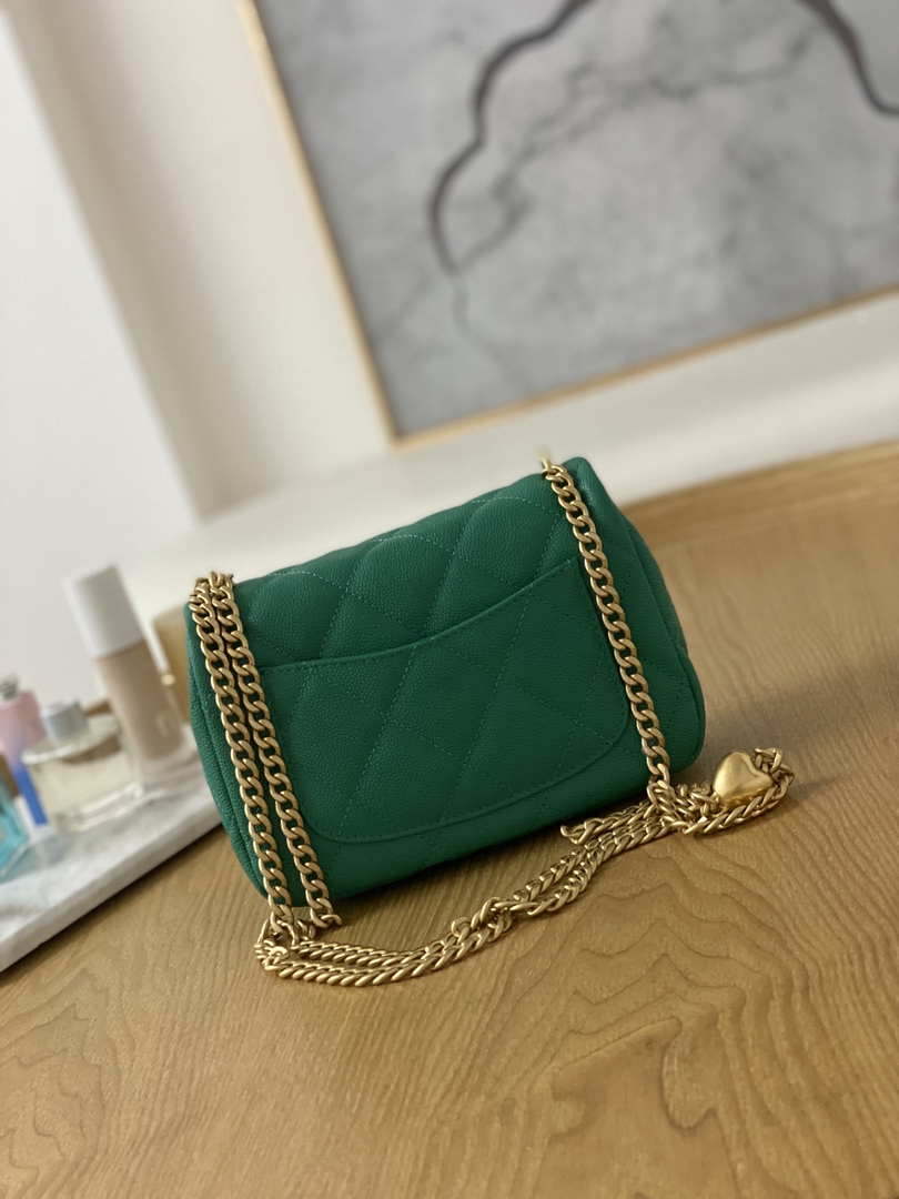 Chanel AS3829 Mini Flap Chain Bag Green Calfskin Gold