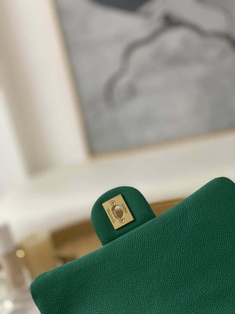 Chanel AS3829 Mini Flap Chain Bag Green Calfskin Gold - Default Title - View 7