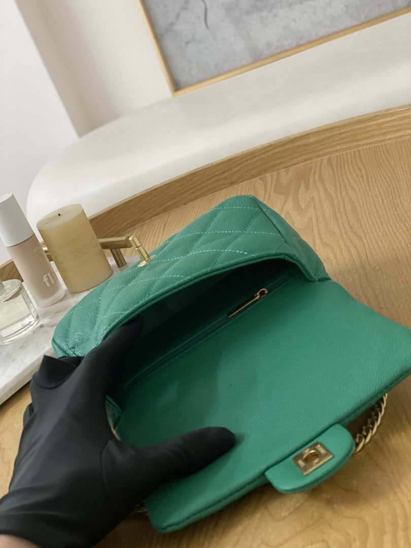 Chanel AS3829 Mini Flap Chain Bag Green Calfskin Gold - Default Title - View 8