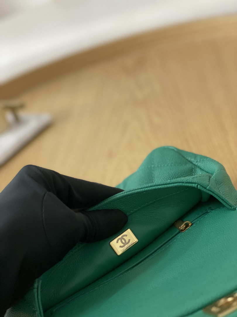 Chanel AS3829 Mini Flap Chain Bag Green Calfskin Gold - Default Title - View 9