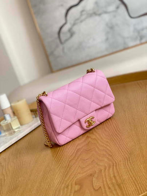 Chanel AS3829 Mini Flap Chain Bag Light Pink Calfskin Gold - Default Title - View 3