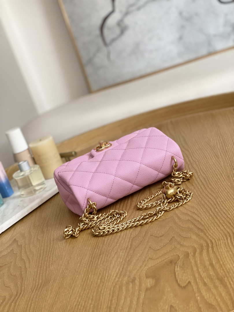 Chanel AS3829 Mini Flap Chain Bag Light Pink Calfskin Gold - Default Title - View 4