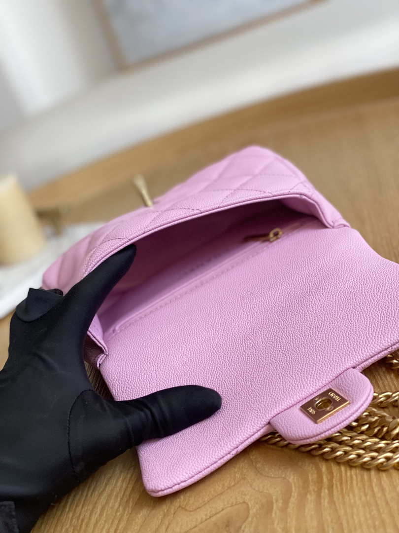 Chanel AS3829 Mini Flap Chain Bag Light Pink Calfskin Gold - Default Title - View 8