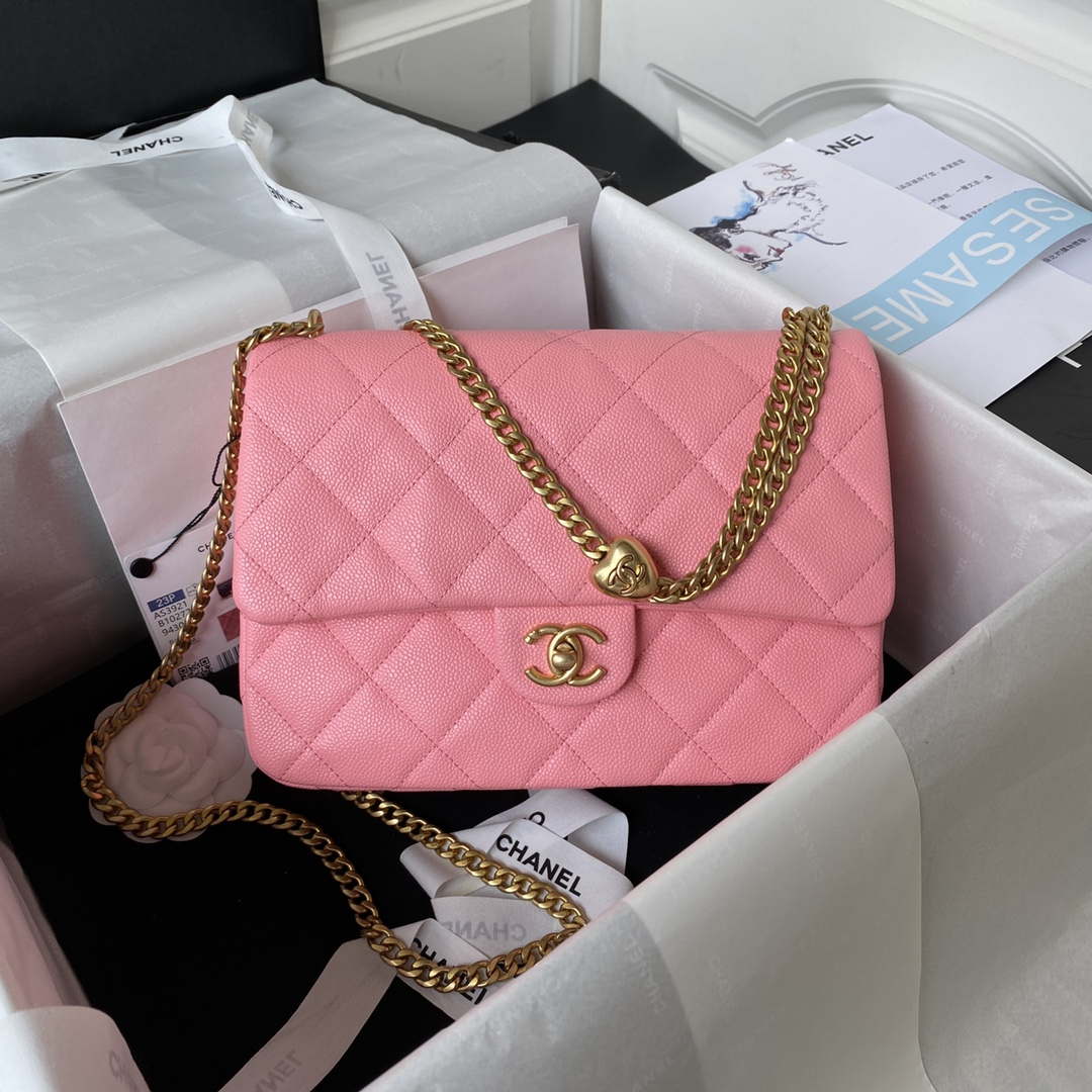 Chanel AS3921 Flap Chain Bag Pink Calfskin Gold - Default Title - View 1