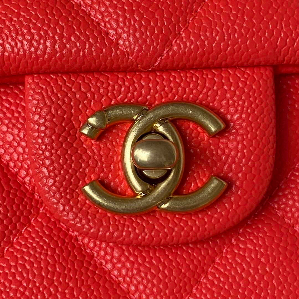 Chanel AS3921 Flap Chain Bag Red Calfskin Gold