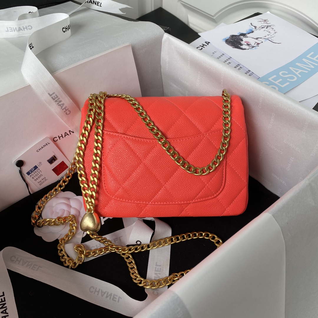 Chanel AS3829 Mini Flap Chain Bag Red Calfskin Gold - Default Title - View 2