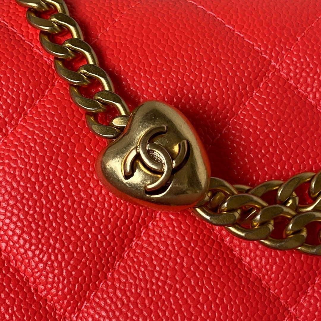 Chanel AS3921 Flap Chain Bag Red Calfskin Gold - Default Title - View 3