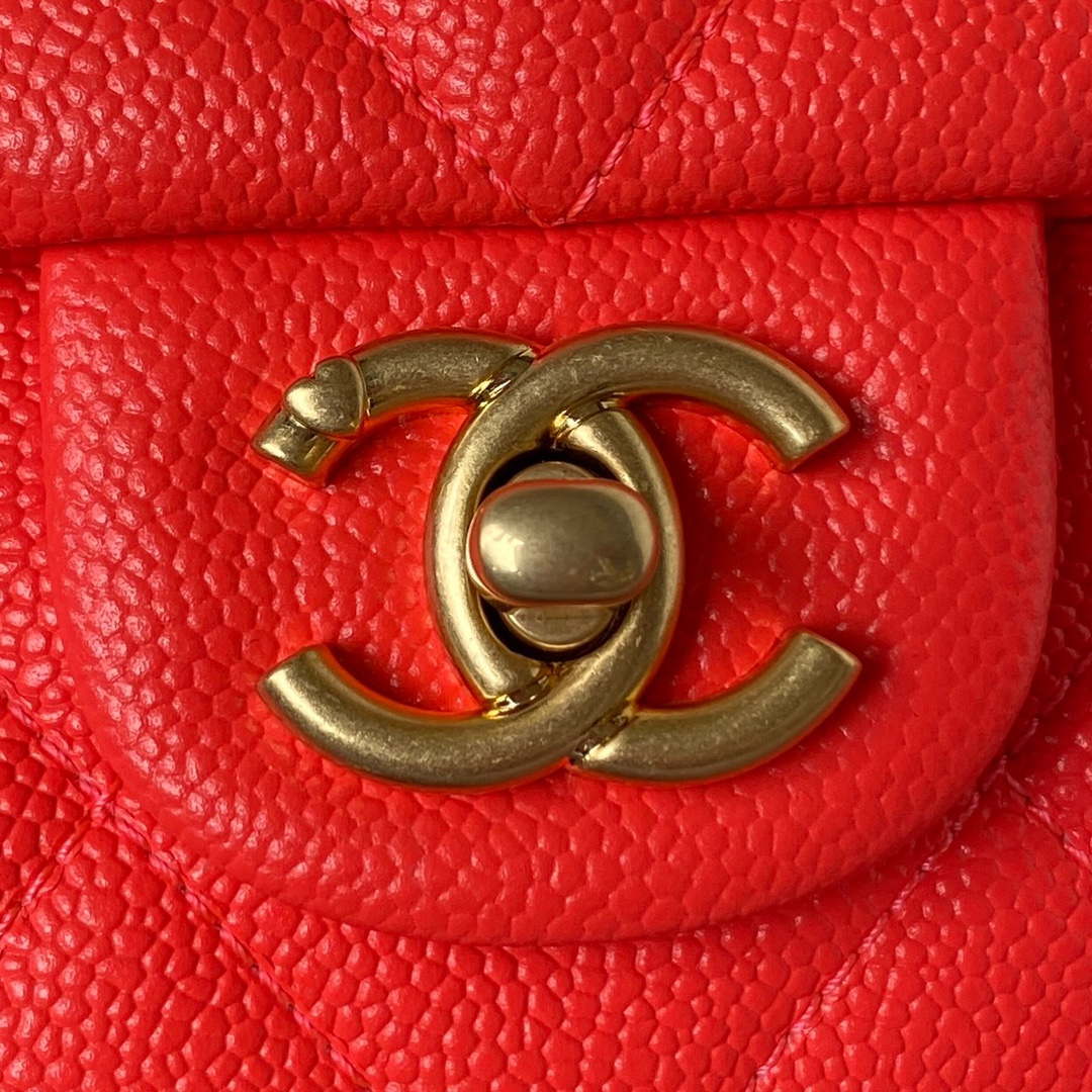 Chanel AS3829 Mini Flap Chain Bag Red Calfskin Gold - Default Title - View 3