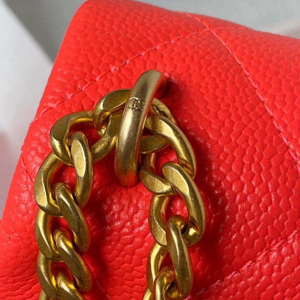 Chanel AS3829 Mini Flap Chain Bag Red Calfskin Gold