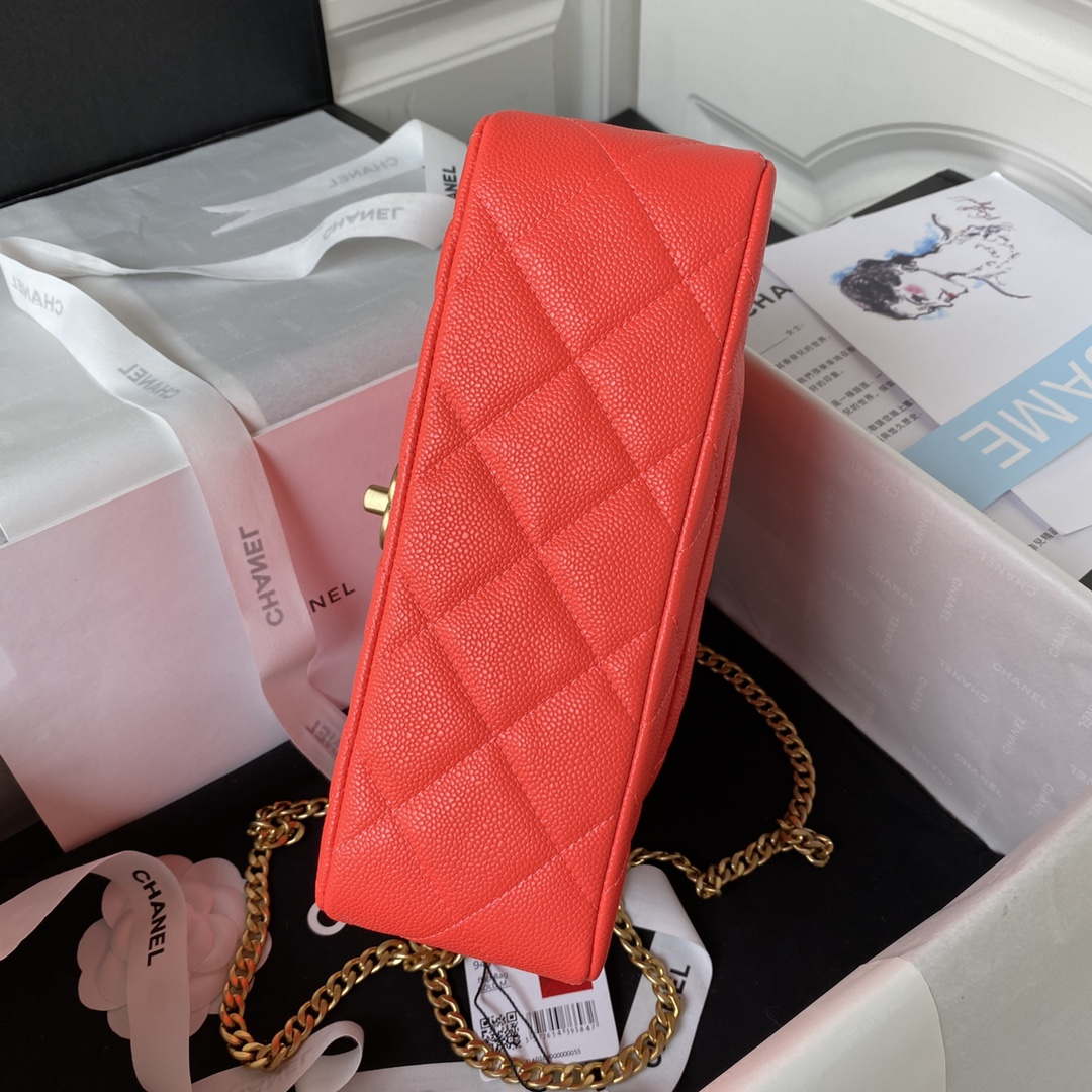 Chanel AS3921 Flap Chain Bag Red Calfskin Gold - Default Title - View 5