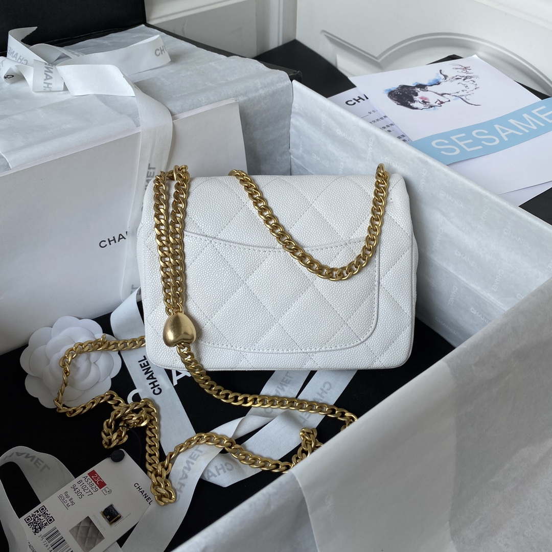Chanel AS3829 Mini Flap Chain Bag White Calfskin Gold - Default Title - View 2