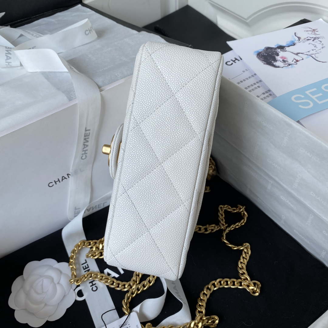 Chanel AS3829 Mini Flap Chain Bag White Calfskin Gold - Default Title - View 5