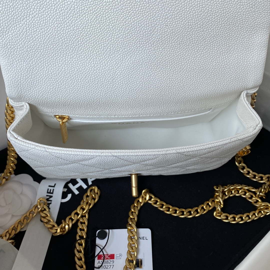 Chanel AS3829 Mini Flap Chain Bag White Calfskin Gold - Default Title - View 6