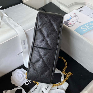 Chanel AS3830 Small Hobo Handbag Black Calfskin Gold - Default Title - View 6