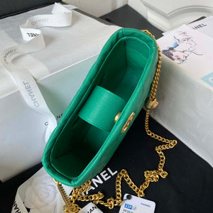 Chanel AS3830 Small Hobo Handbag Green Calfskin Gold - Default Title - View 5