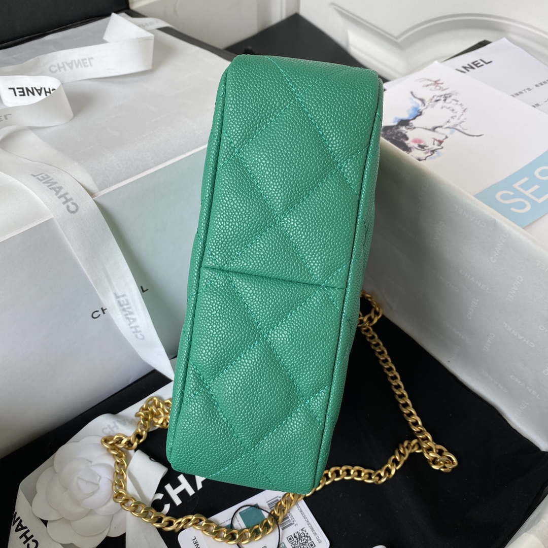 Chanel AS3830 Small Hobo Handbag Green Calfskin Gold - Default Title - View 6