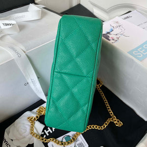 Chanel AS3830 Small Hobo Handbag Green Calfskin Gold - Default Title - View 6