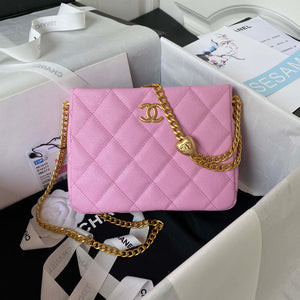 Chanel AS3830 Small Hobo Handbag Pink Calfskin Gold - Default Title - View 1