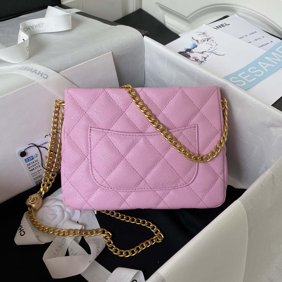 Chanel AS3830 Small Hobo Handbag Pink Calfskin Gold