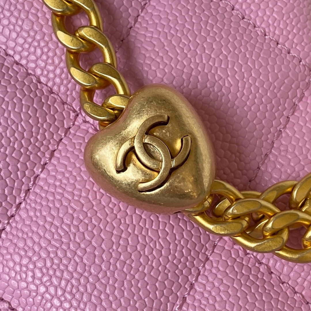 Chanel AS3830 Small Hobo Handbag Pink Calfskin Gold
